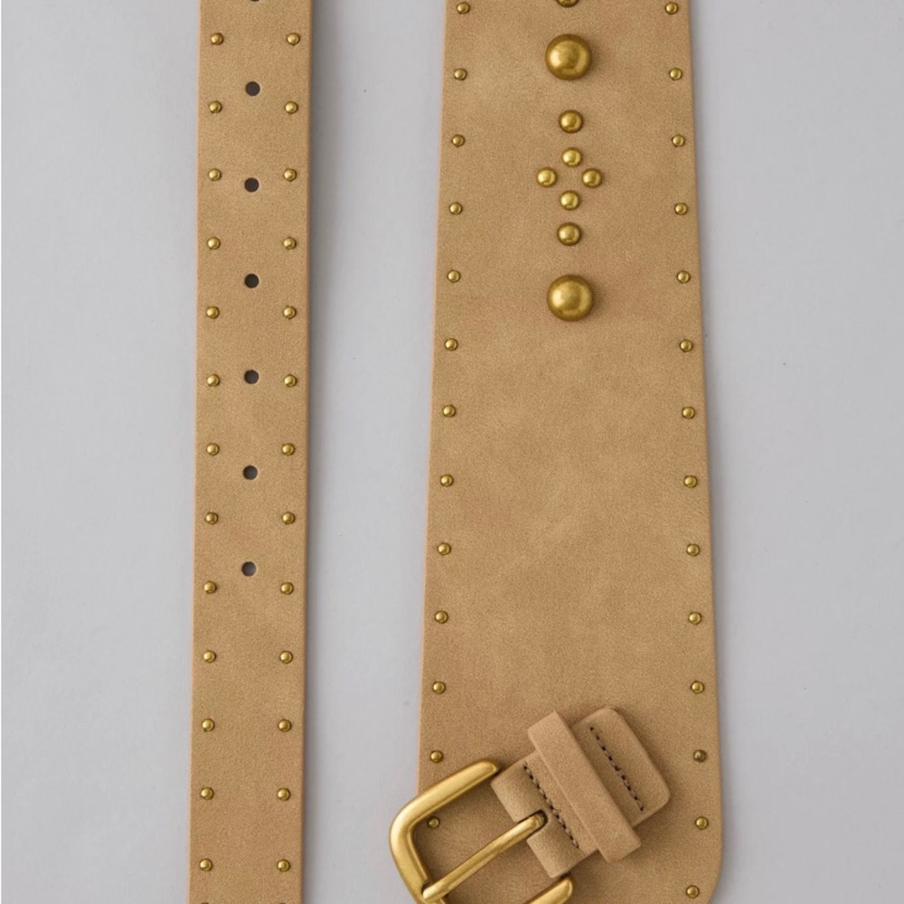 American Eagle Outfitters Tan Studded Waist Belt with Gold Hardware - Picture 4 of 8